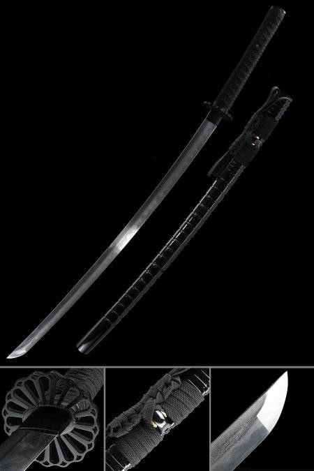 Hand-forged Damascus Steel Samurai Sword With Iron Tsuba