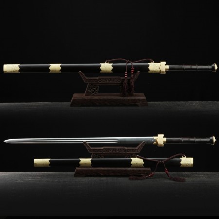 Handmade Black Sandalwood Top Han Dynasty Damascus Steel Real Chinese Swords