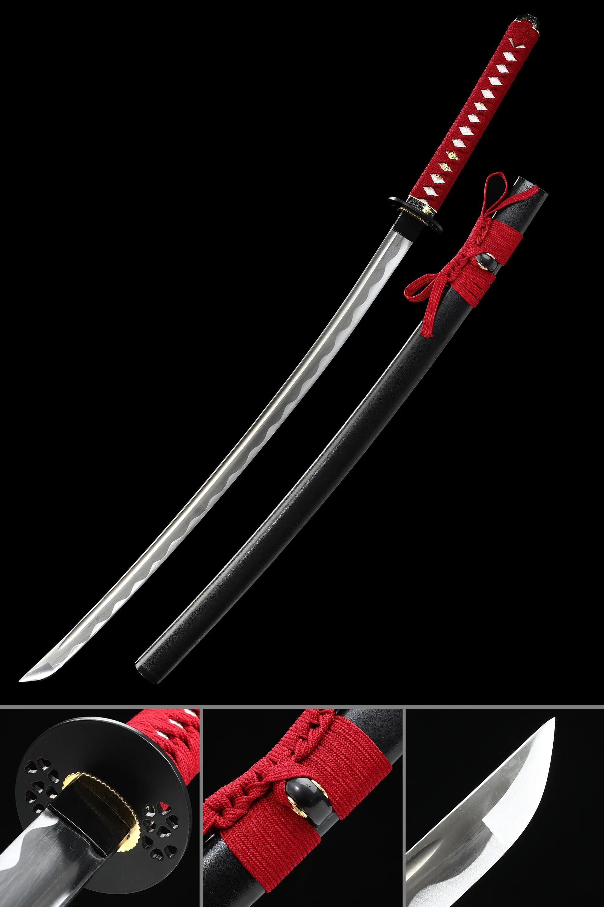 Black And Red Katana | Handmade Full Tang Katana Sword 1060 Carbon ...