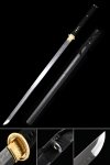 Straight Katana, Handmade Chokuto Ninjato Sword T10 Carbon Steel Real Hamon