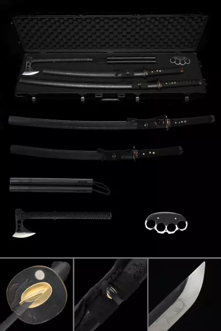 Japanese Wakizashi Sword Set, Including Nunchakus, Axe And Boxer Beast Defense