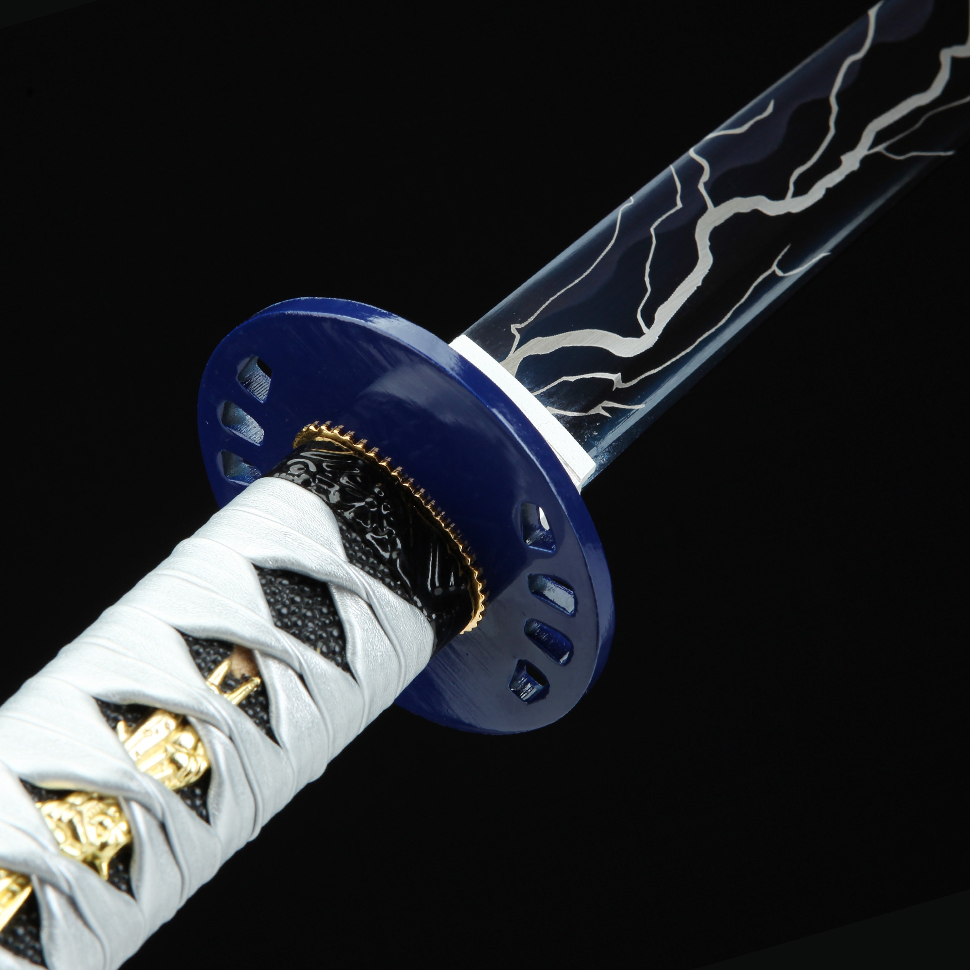 Blue And White Katana | Handmade Japanese Katana Sword With Blue Blade