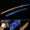 Handmade Japanese Wooden Unsharp Katana Sword With Brown Blade And Blue Scabbard