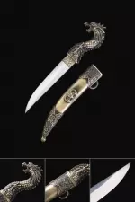 Handmade Japanese Pocket Tanto Knife With Bronze Scabbard