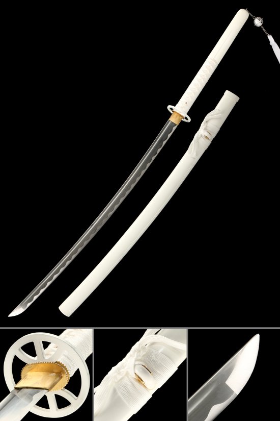 Sode no Shirayuki Rukia Kuchiki Katana in White - Clay-Tempered 1065 Steel Bleach Replica Sword