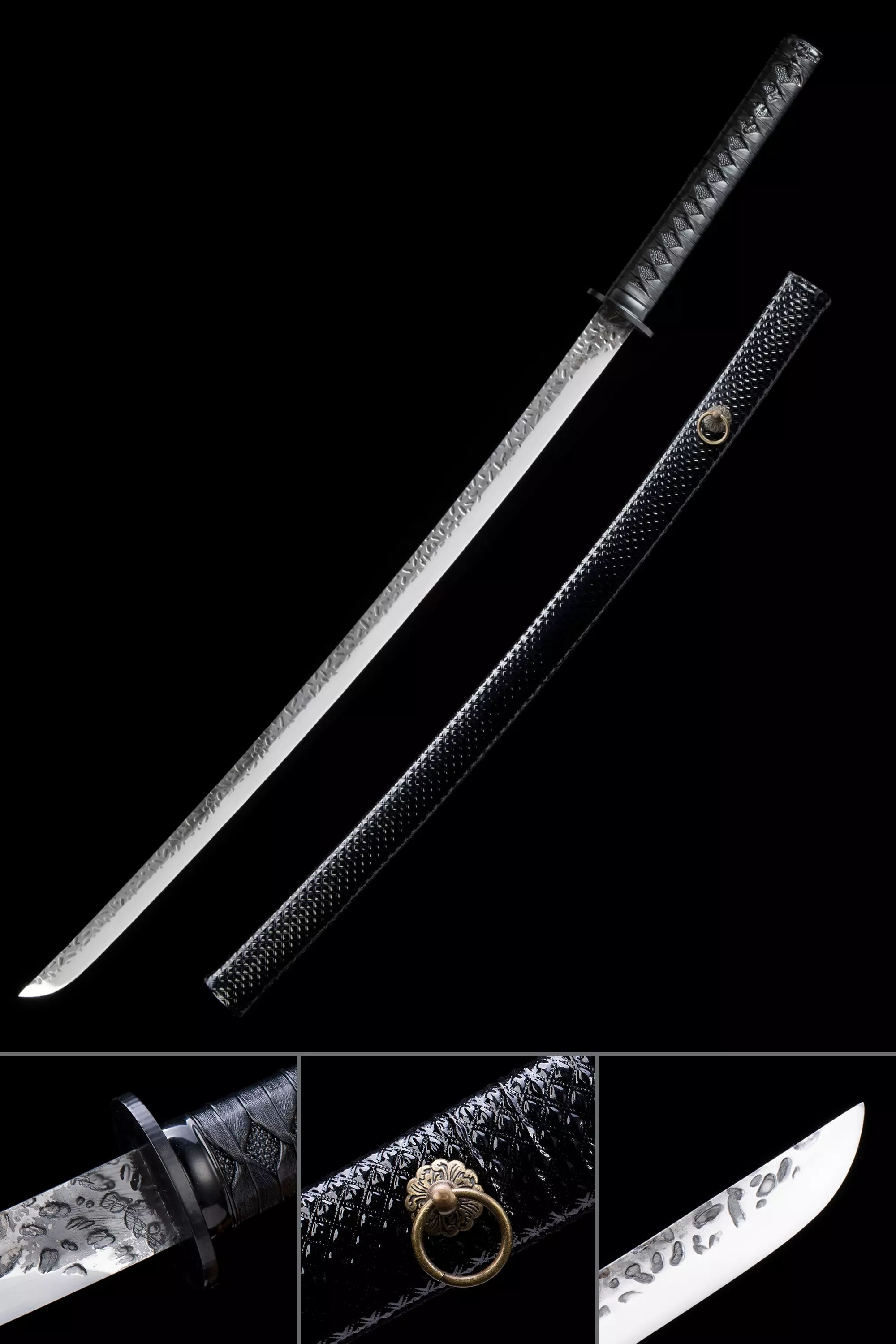 Japanese Sword | Handmade Japanese Sword Full Tang With Black Scabbard ...