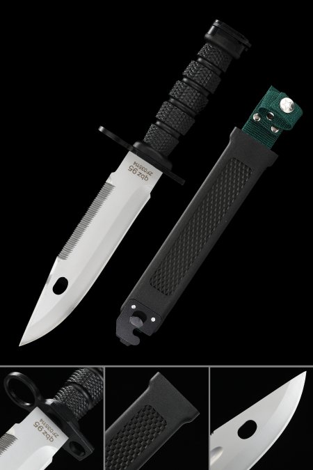 Handmade 1095 Carbon Steel Tactical Knife With Black Handle