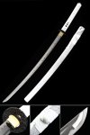 Handmade Japanese Katana Sword 1045 Carbon Steel With White Scabbard