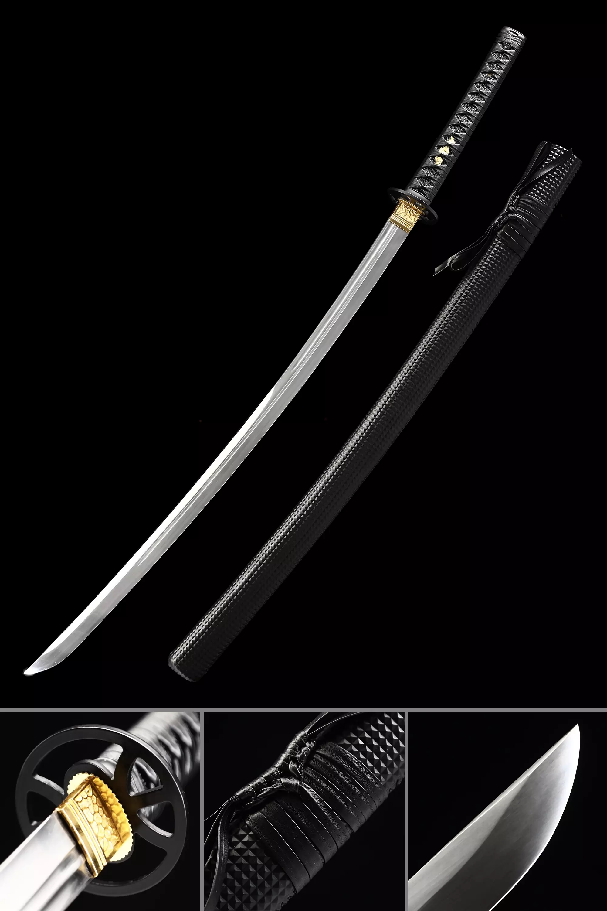 Traditional Katana | Handmade Japanese Katana Sword With Black Leather ...