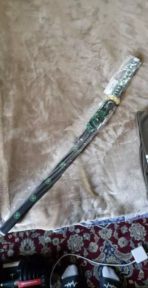 Handmade Japanese Samurai Sword High Manganese Steel With Black Scabbard