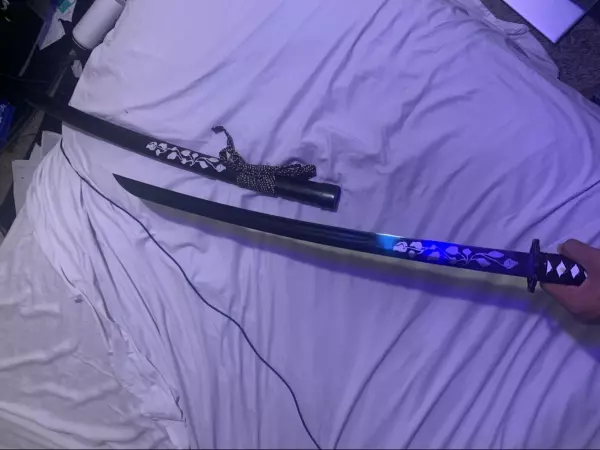 Handmade Japanese Katana Sword High Manganese Steel Full Tang With Blue Blade