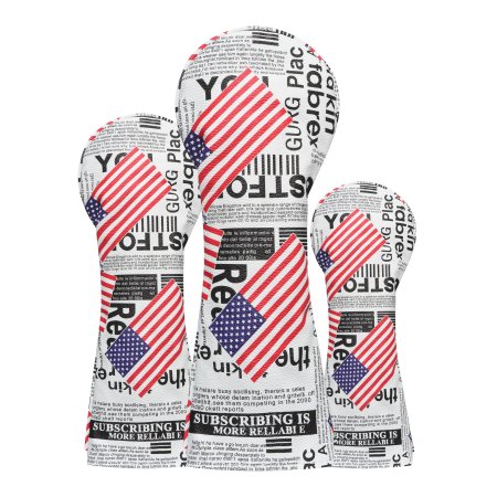 Vintage Newspaper Style Golf Wood Headcovers Set - White