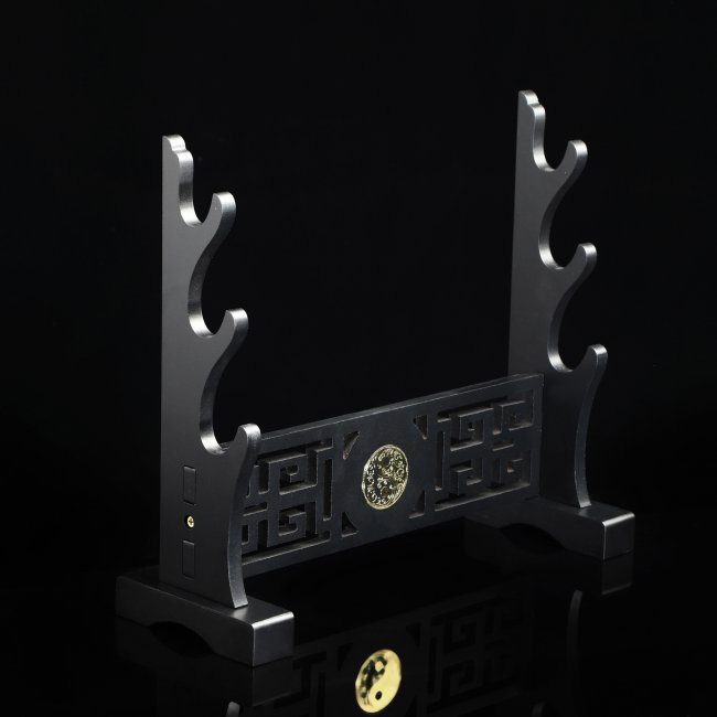 3 Tiers Sword Table Stand Holder Display Three-layer Rack Base Black Lacquered Wood