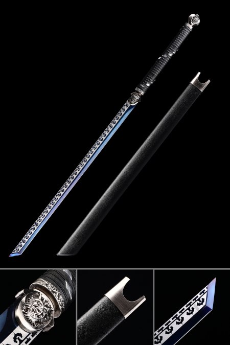 Handmade High Manganese Steel Blue Blade Japanese No Guard Ninjato Ninja Swords