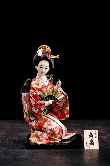 Japanese Lovely Geisha Doll With Fan