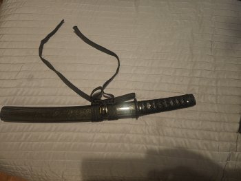 Handmade Japanese Tanto Sword With Black Blade