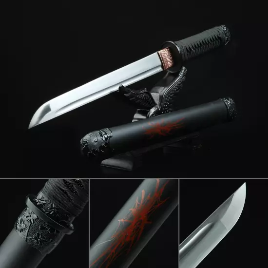 Handmade High Manganese Steel Real Japanese Samurai Hamidashi Tanto Swords