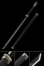 Handmade Japanese Ninjato Sword With Black Leather Scabbard