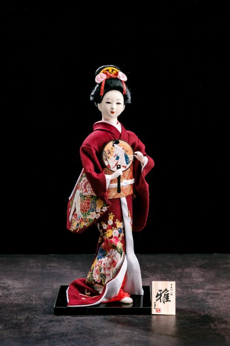 Japanese Geisha Porcelain Doll With Vintage Kimono