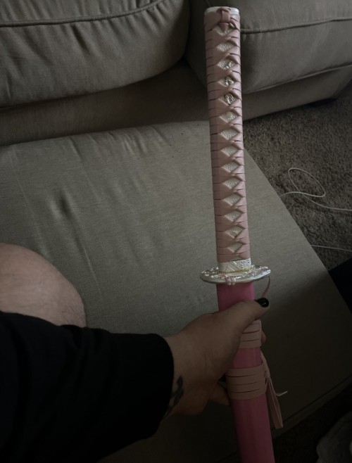 Handmade Japanese Katana T10 Carbon Steel Clay Tempered With Pink Scabbard