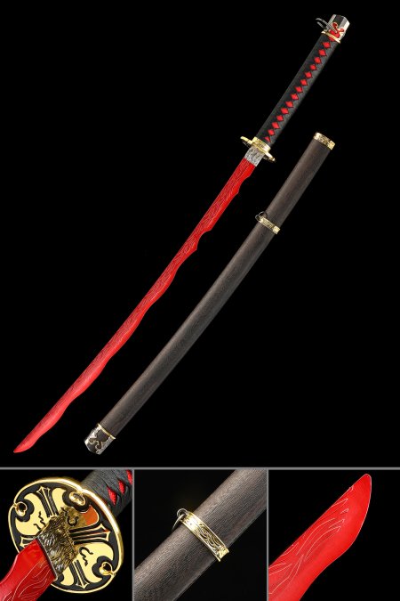 1045 Carbon Steel Katana With Raging Fire Style Blade