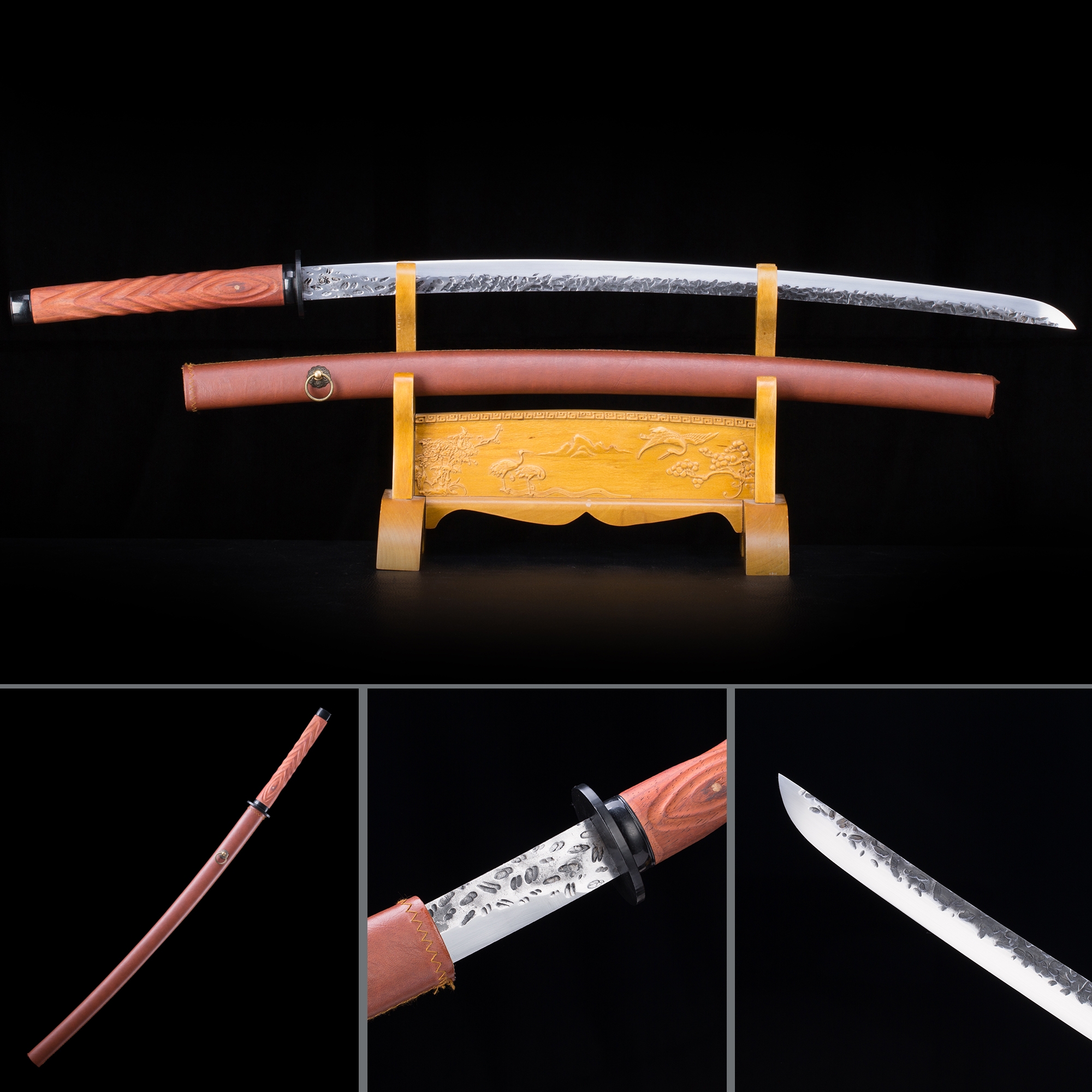 Handmade High Manganese Steel Rosewood Saya Full Tang Real Japanese