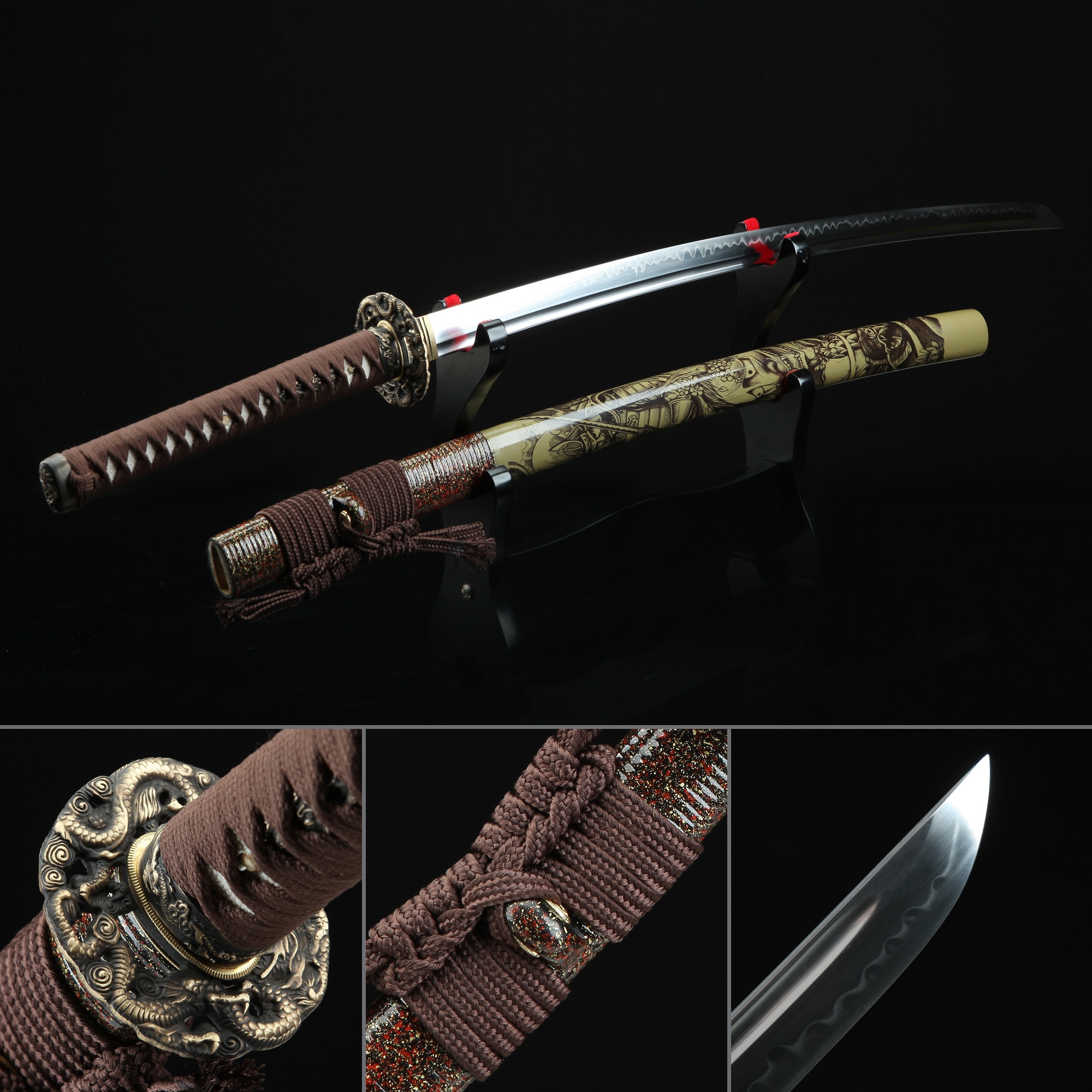 Handmade T10 Carbon Steel Real Hamon Japanese Katana Samurai Sword With 166