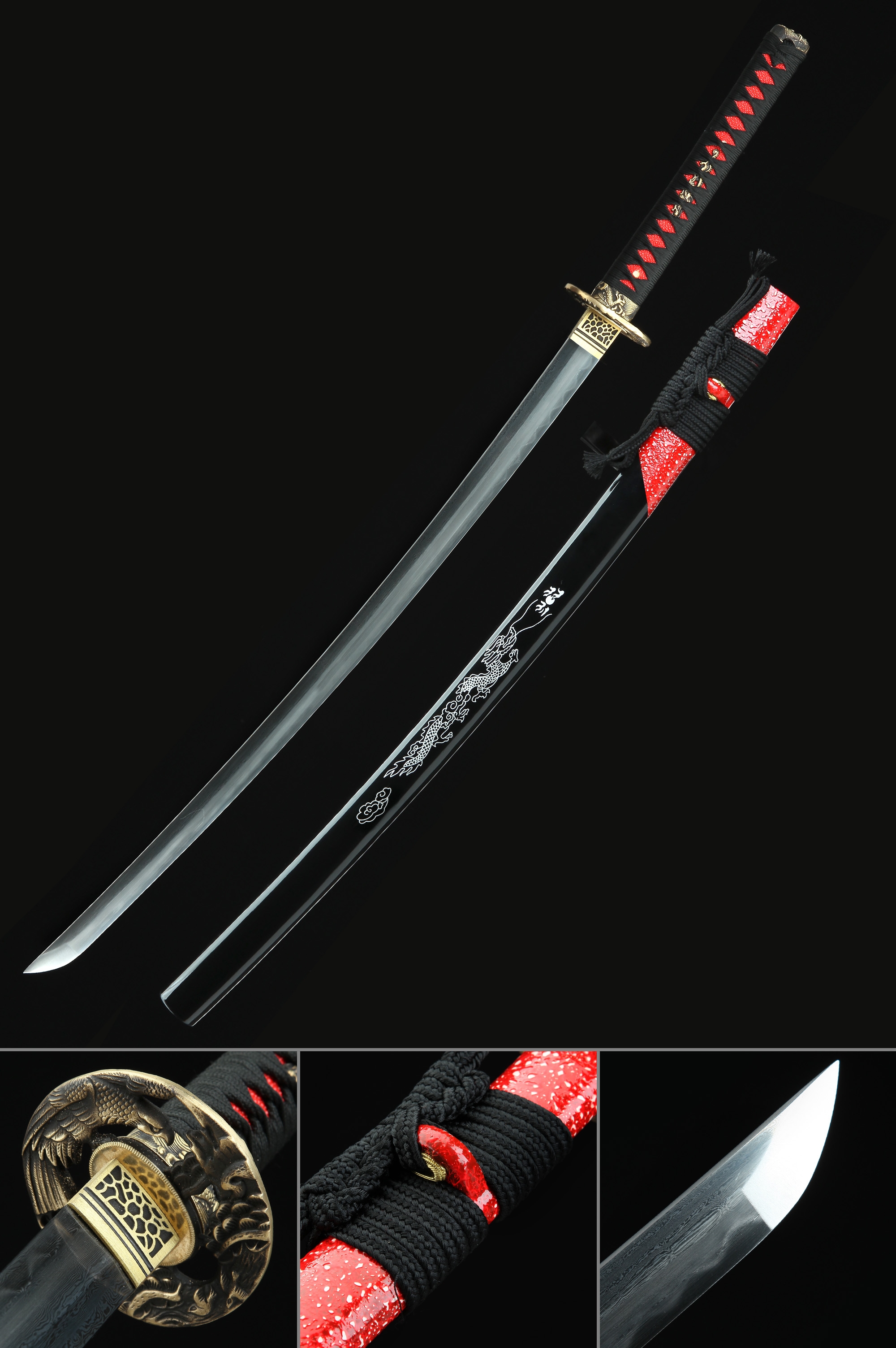 Handmade Nihonto Japanese Samurai Sword Pattern Steel Real Hamon With