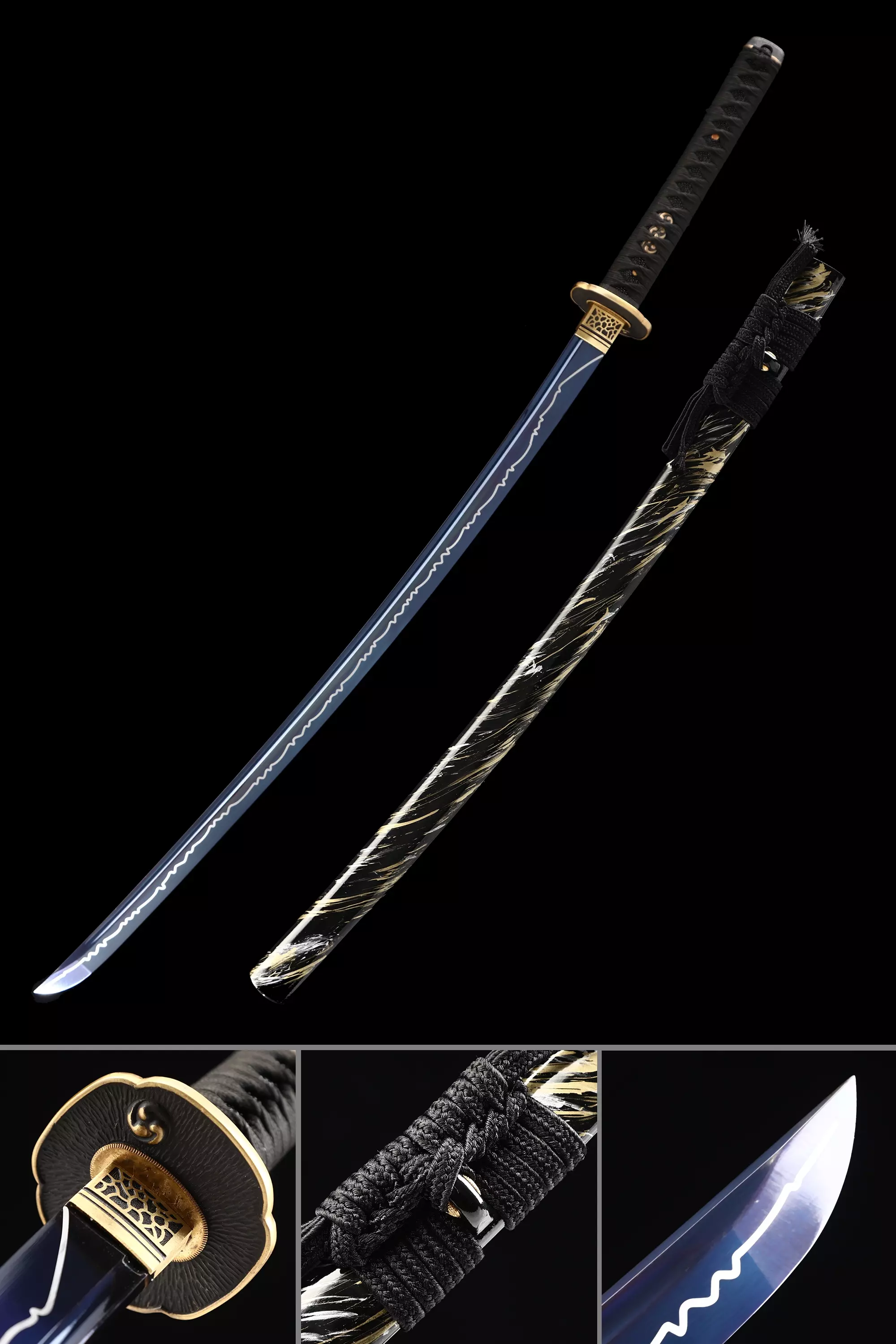 Blue Blade Katana | Handmade Japanese Sword High Manganese Steel Full ...