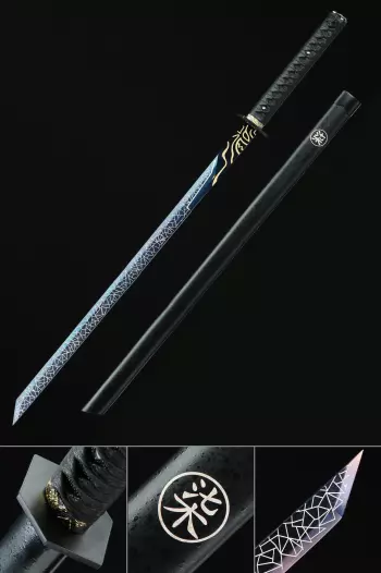 Shikomizue Sword | Full Tang Manganese Steel Ninjato, Natural Wood