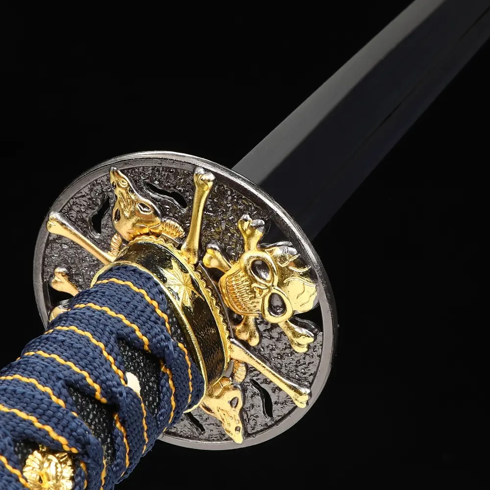 Ninjato | Ninjato in 1095 Carbon Steel with Blue Blade, Skull
