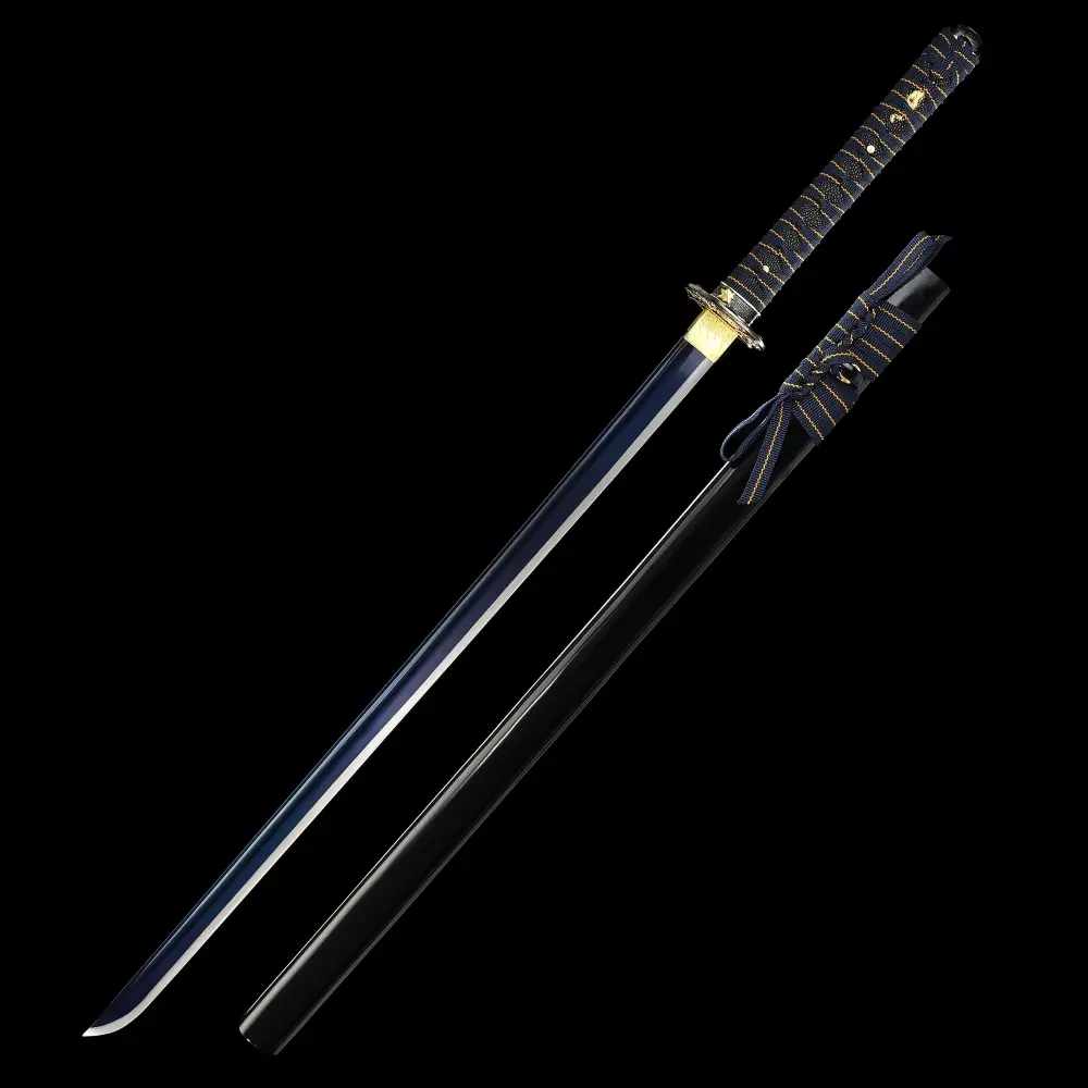 Ninjato | Ninjato in 1095 Carbon Steel with Blue Blade, Skull