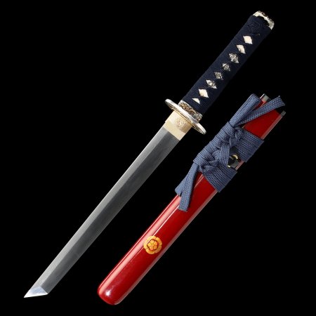 Handmade Full Tang Japanese Tanto Sword Damascus Steel With Red Scabbard