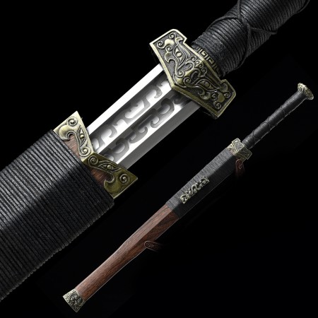 Handmade High Manganese Steel Branding Blade Chinese Han Dynasty Sword With Wenge Scabbard