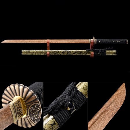 Handmade Wooden Blade Unsharpened Japanese Ninjato Ninja Swords With Green Scabbard