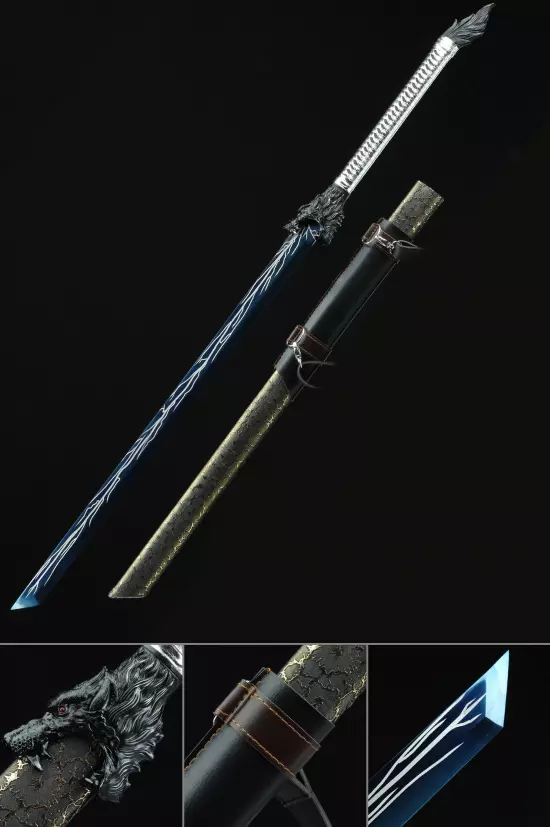 Handmade Chinese Tang Dynasty Dao Sword High Manganese Steel Blue Lightning Blade