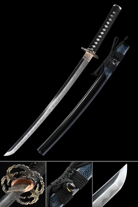 Hand-forged Damascus Steel Japanese Wakizashi Sword