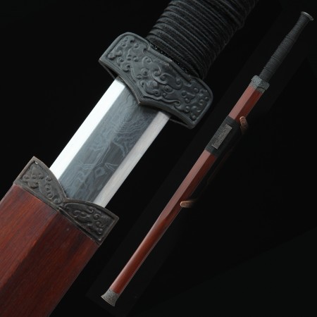 High-performance Pattern Steel Sharpening Chinese Han Dynasty Sword With Rosewood Scabbard