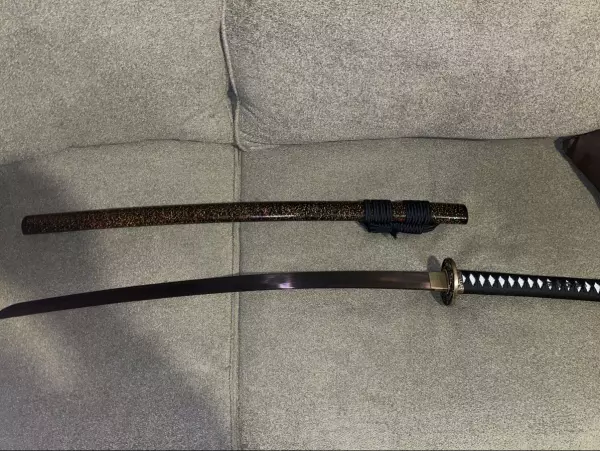 Handmade Japanese Katana Sword Damascus Steel With Purple Blade