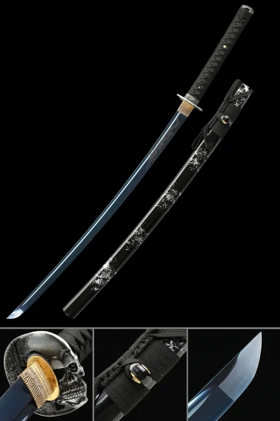 Handmade Full Tang Katana Sword 1060 Carbon Steel With Blue Blade