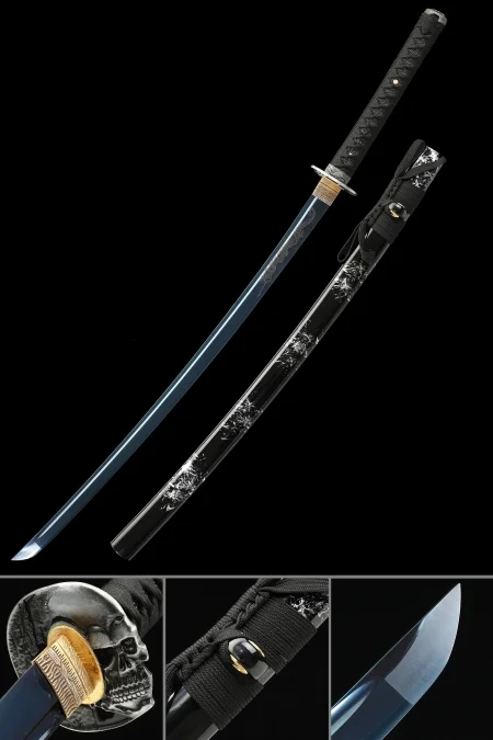 Handmade Full Tang Katana Sword 1060 Carbon Steel With Blue Blade