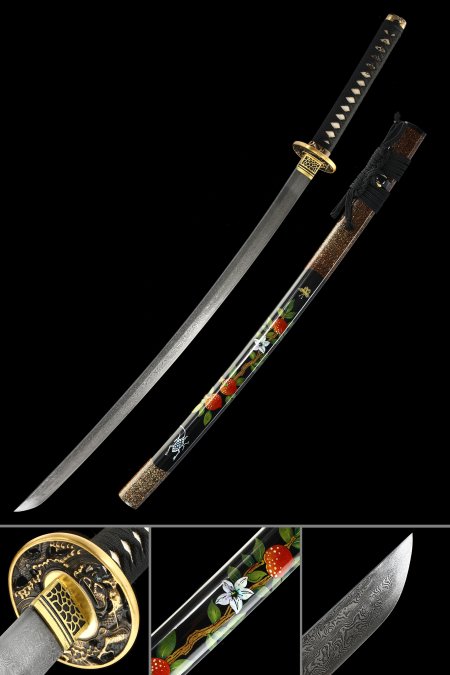 Handmade Folded Melaleuca Steel Katana With Hand-painted saya