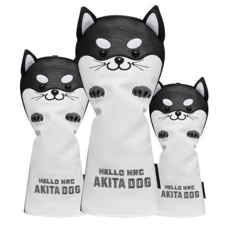 Akita Dog Golf Wood Headcovers Set - Black