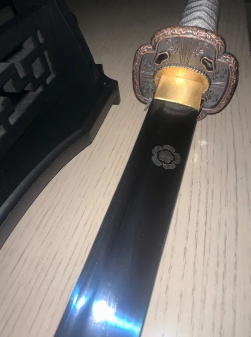 Ghost of Tsushima Katana - Jin Sakai Replica, 1065 Carbon Steel, Blue Blade, Black Saya