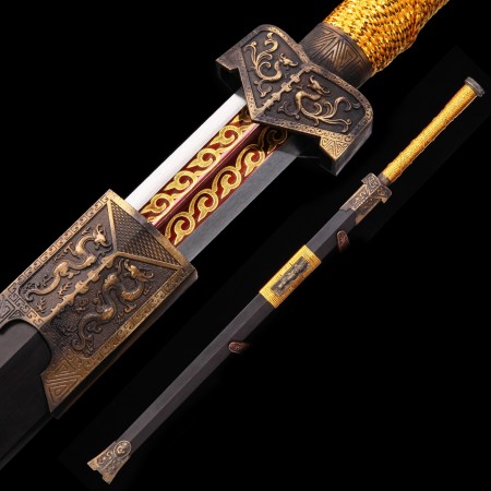High-performance Manganese Steel Red Blade Chinese Han Dynasty Sword With Ebony Scabbard