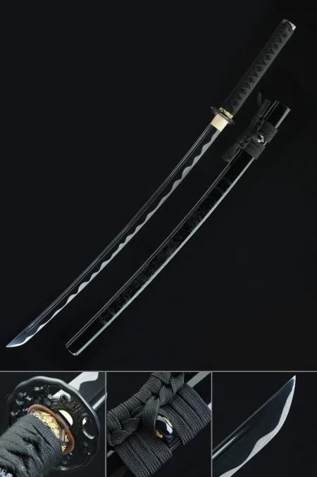 Handmade Full Tang Katana Sword 1045 Carbon Steel With Black Blade