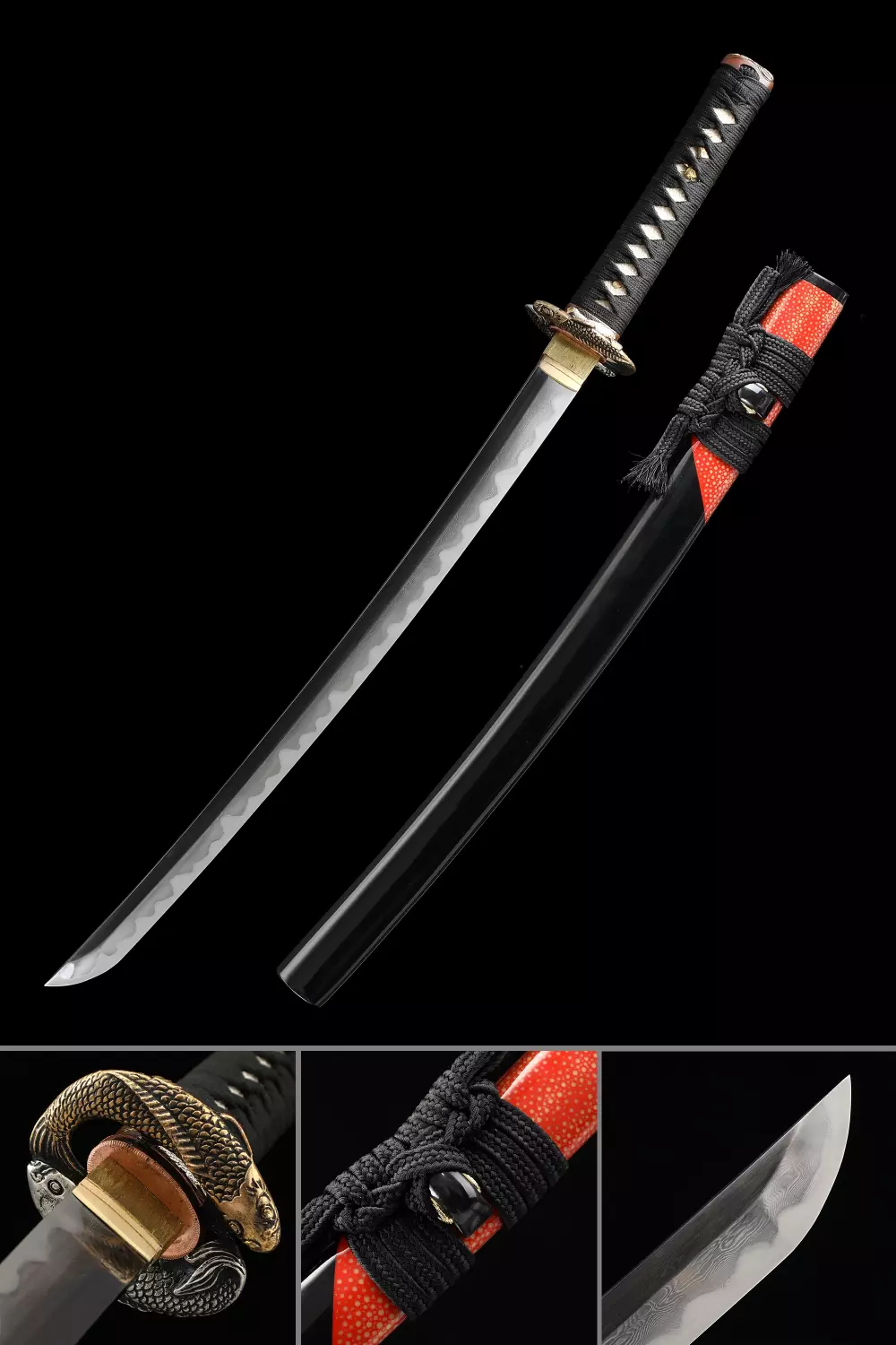 Real Katana  Handmade Real Japanese Katana Sword Damascus Steel Real Hamon  - TrueKatana