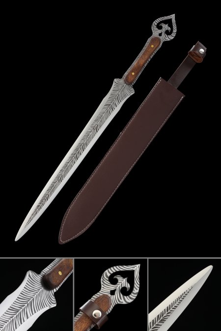Handmade Fantasy Sword With Brown Leather Saya