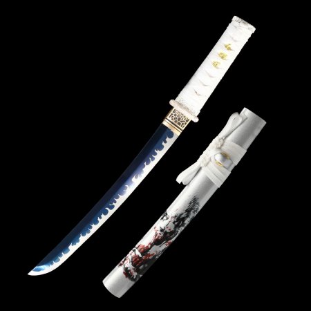 Handmade Full Tang Tanto Sword Manganese Steel With Blue Blade