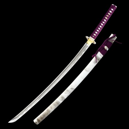 Handmade Japanese Samurai Sword 1060 Carbon Steel With Purple Handle